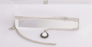 Vintage Drop Silver Long Pendant Necklace