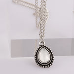 Vintage Drop Silver Long Pendant Necklace