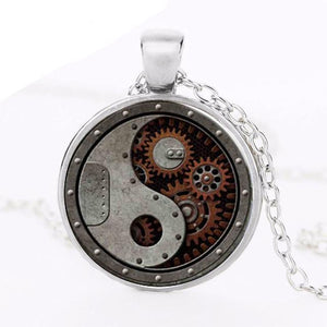 Steampunk Round Wheel Gear Pendant Necklace