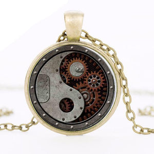 Steampunk Round Wheel Gear Pendant Necklace