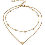 Love Heart Adjustable Necklace with Multilayer Chain Choker