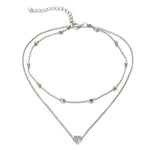 Love Heart Adjustable Necklace with Multilayer Chain Choker