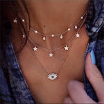 Gold Choker Necklace - crystal stars Pendant Chain Necklace & Pendants