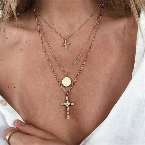 Gold Choker Necklace - crystal stars Pendant Chain Necklace & Pendants