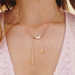 Gold Choker Necklace - crystal stars Pendant Chain Necklace & Pendants