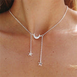 Gold Choker Necklace - crystal stars Pendant Chain Necklace & Pendants