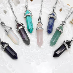 Hexagonal Column Quartz Necklaces Pendants Vintage